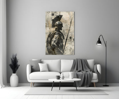 Roman Gladiator Sketch Glass Wall Art