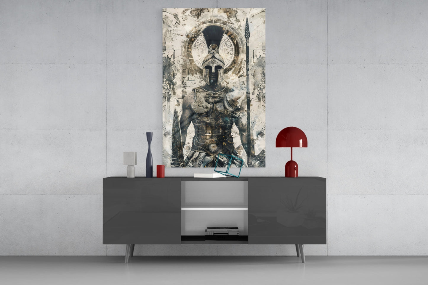 Roman Gladiator Sketch Glass Wall Art