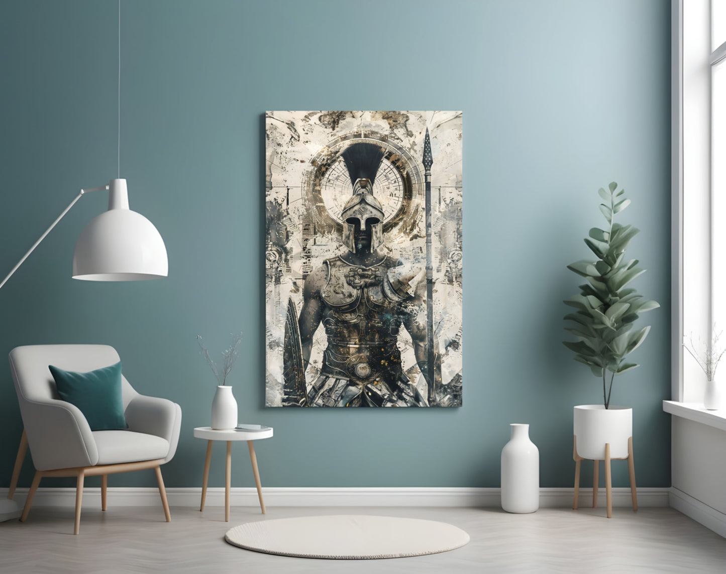 Roman Gladiator Sketch Glass Wall Art