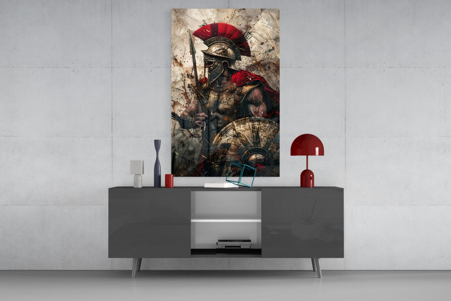 Charging Gladiator Glass Wall Art