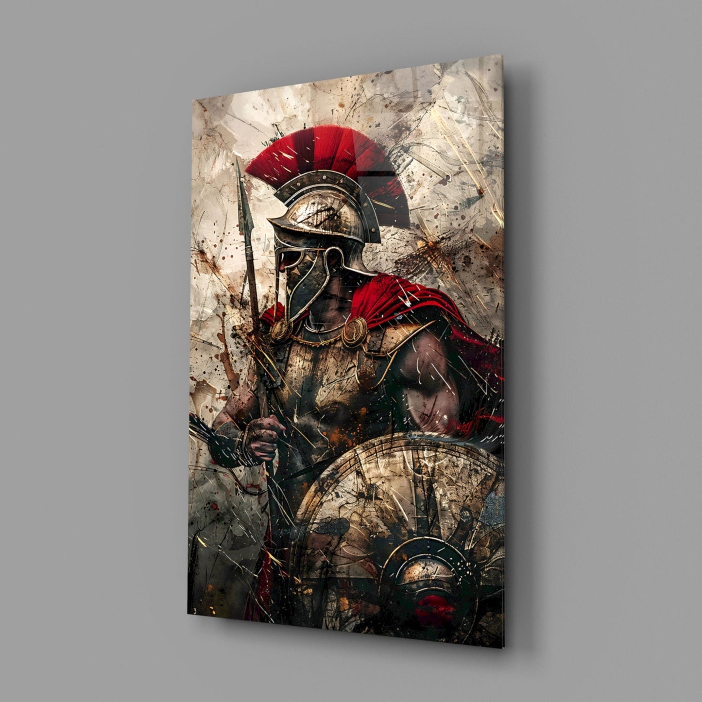 Charging Gladiator Glass Wall Art