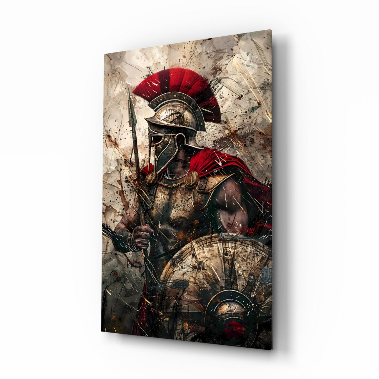 Charging Gladiator Glass Wall Art