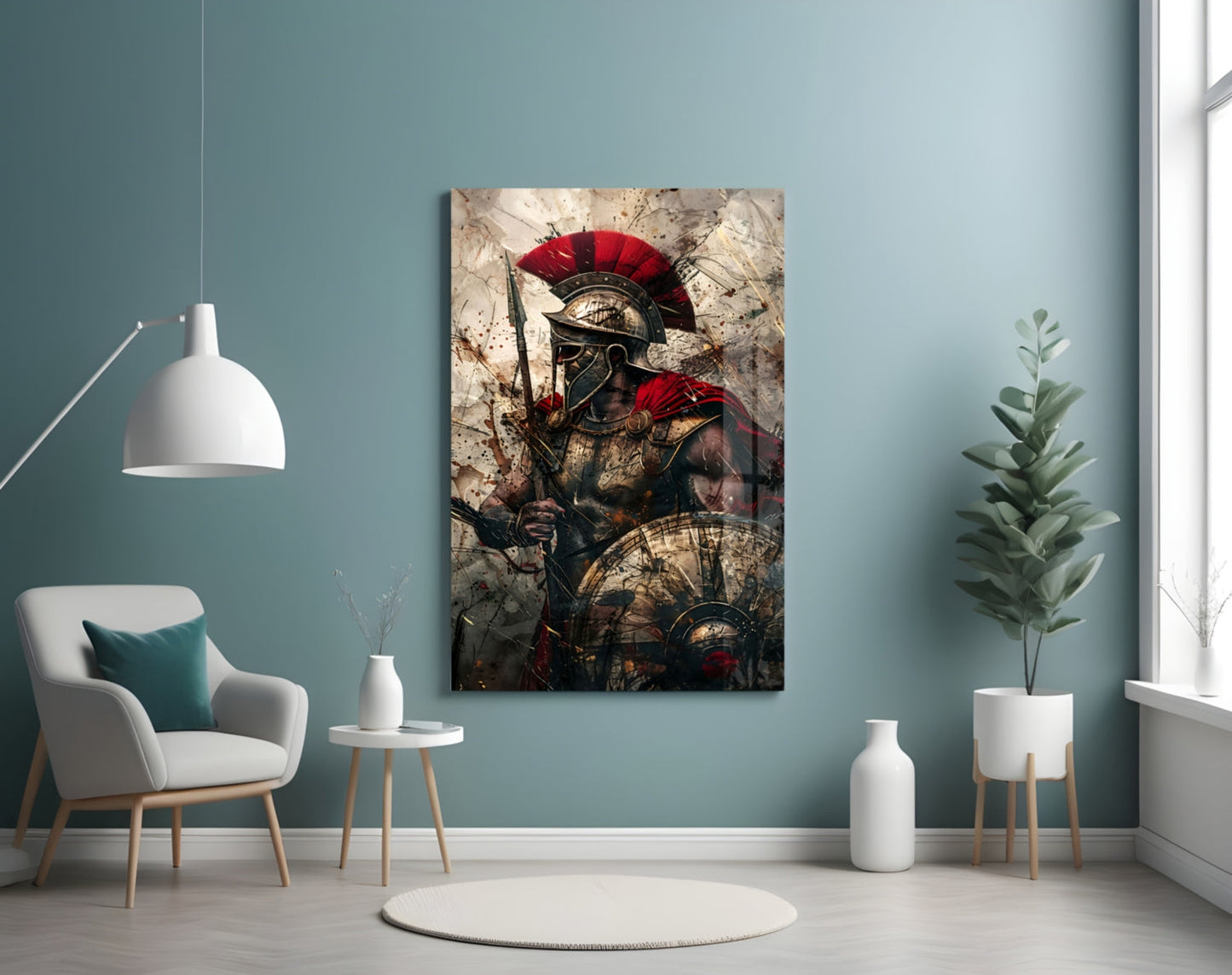 Charging Gladiator Glass Wall Art