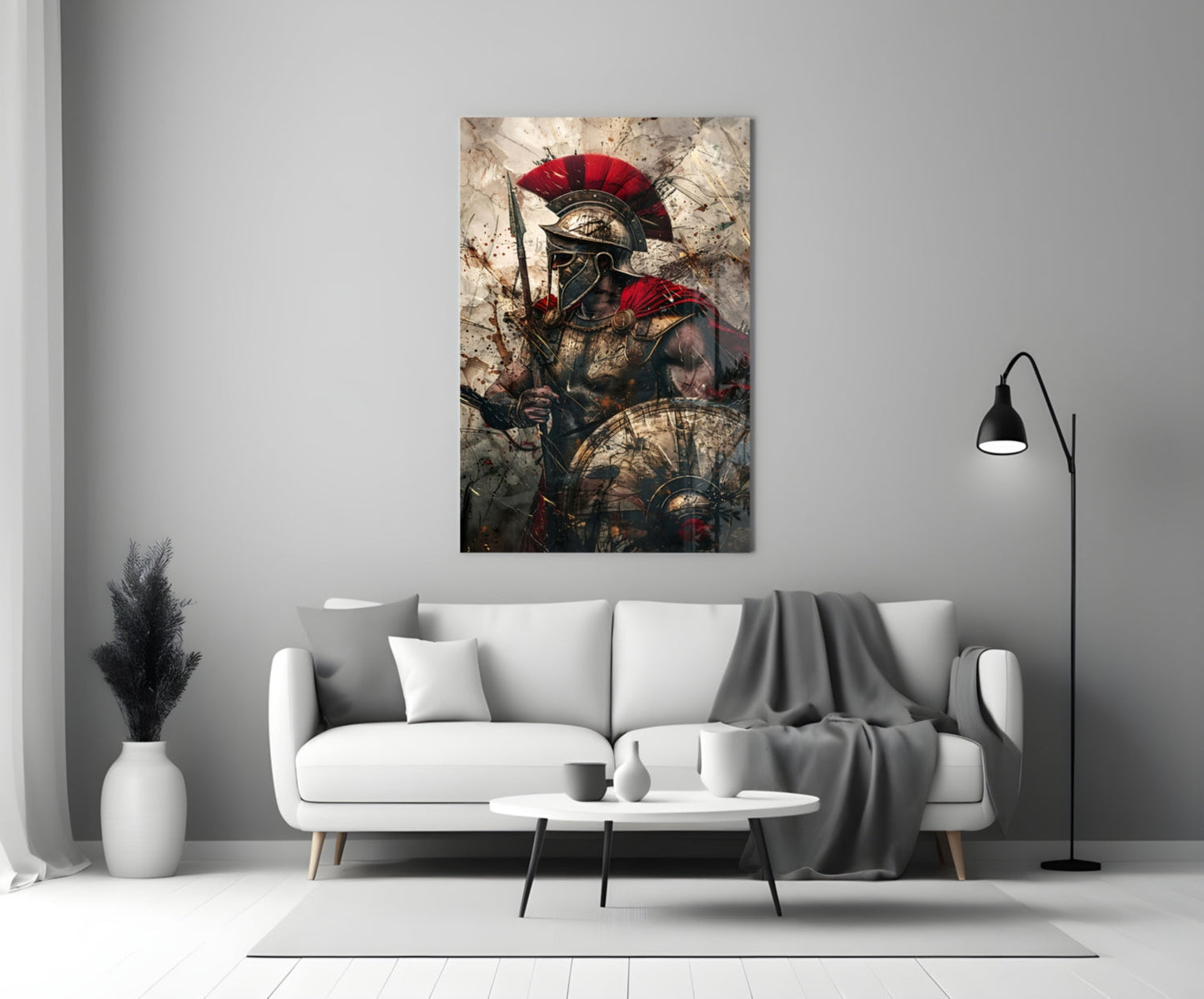 Charging Gladiator Glass Wall Art