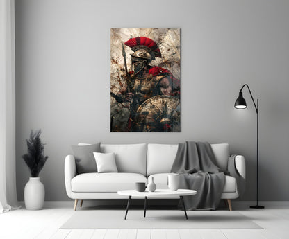 Charging Gladiator Glass Wall Art