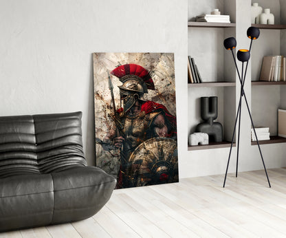 Charging Gladiator Glass Wall Art
