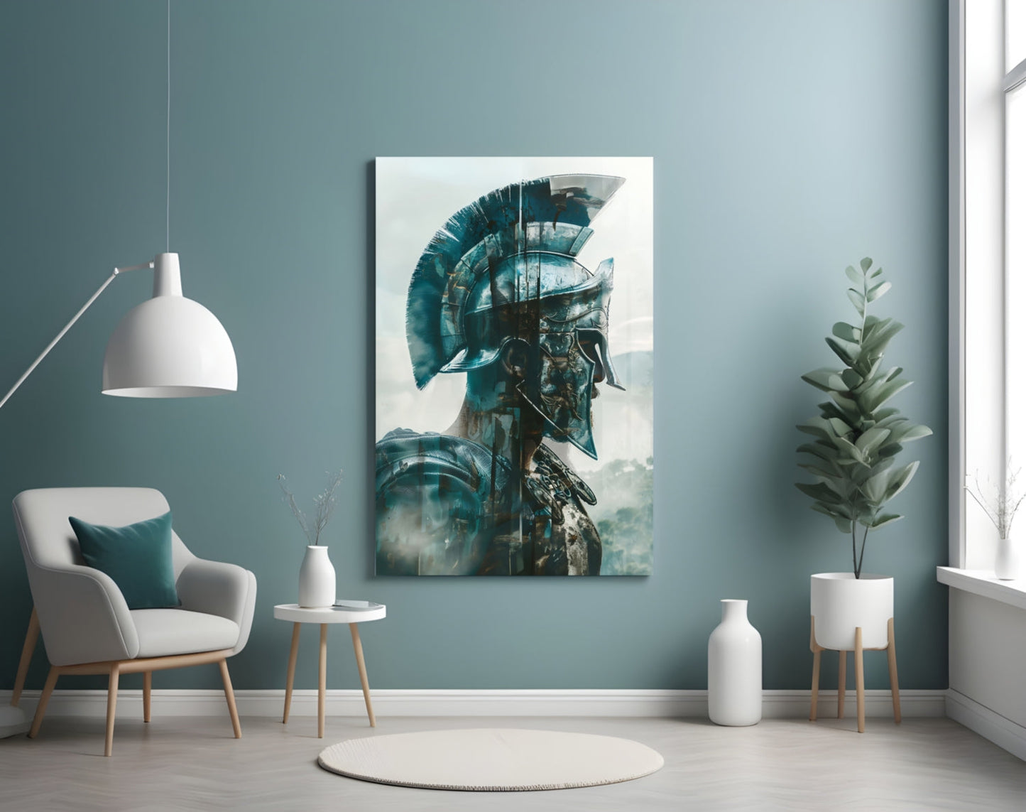 Foggy Battlefield Gladiator Glass Wall Art
