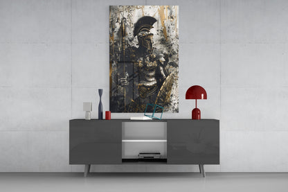 Stoic Roman Gladiator Glass Wall Art
