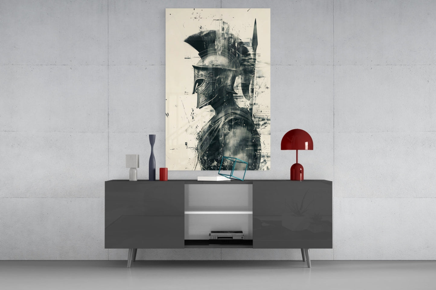 Ink Wash Gladiator Glass Wall Art