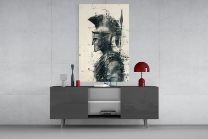 Ink Wash Gladiator Glass Wall Art