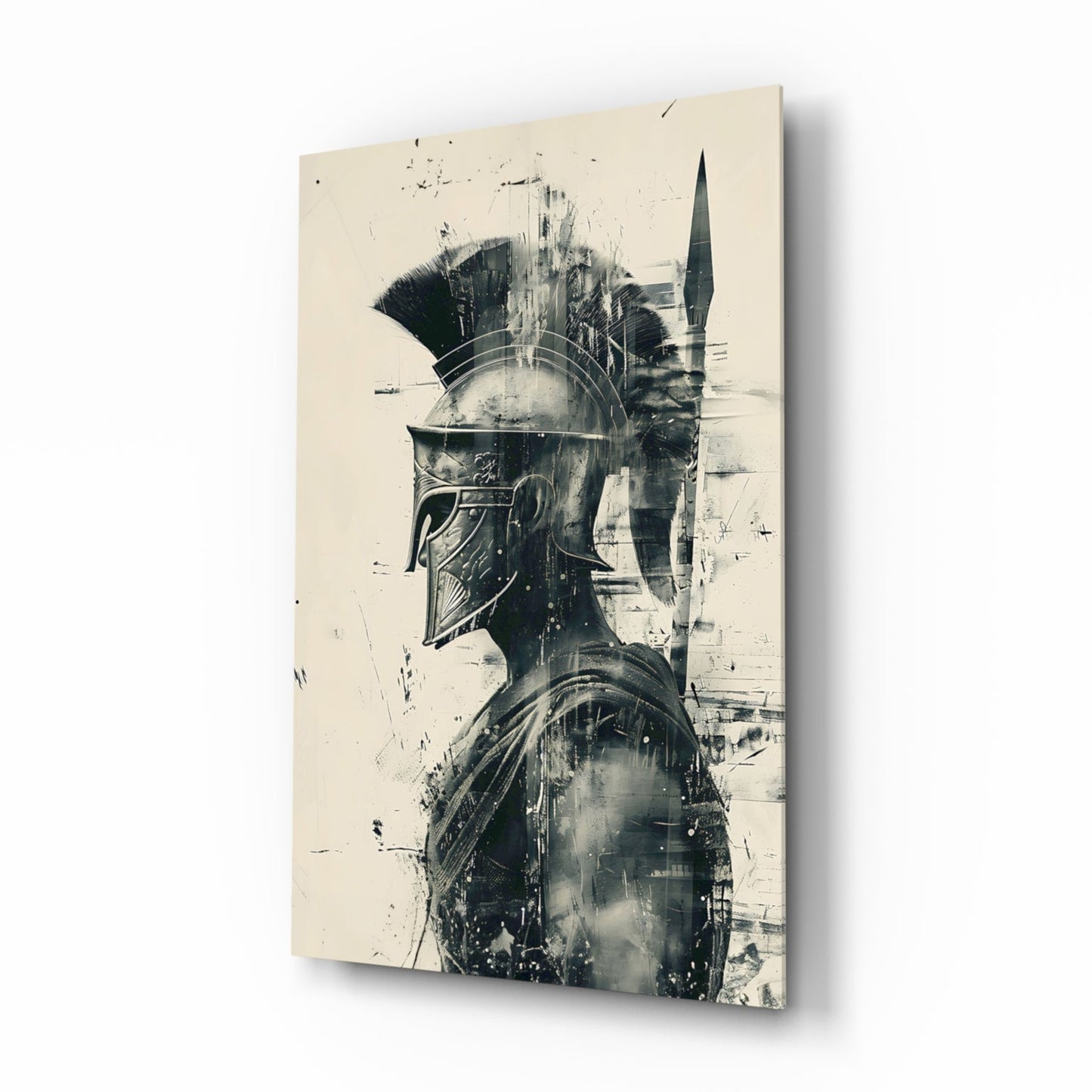 Ink Wash Gladiator Glass Wall Art