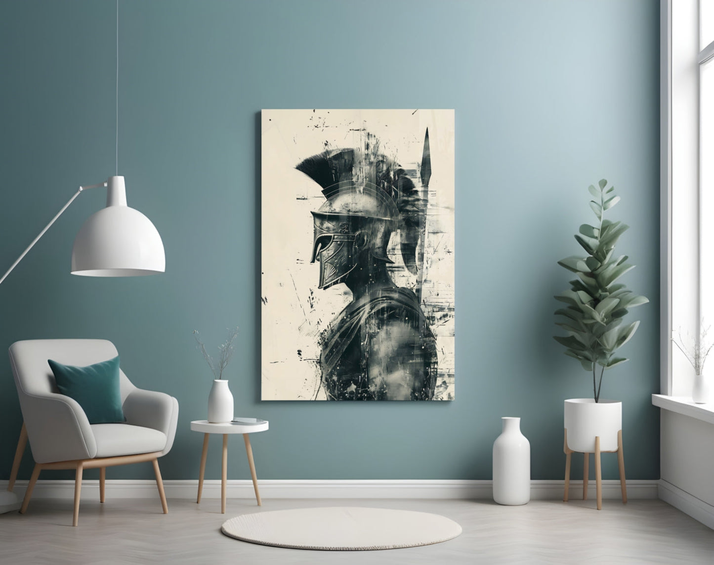 Ink Wash Gladiator Glass Wall Art