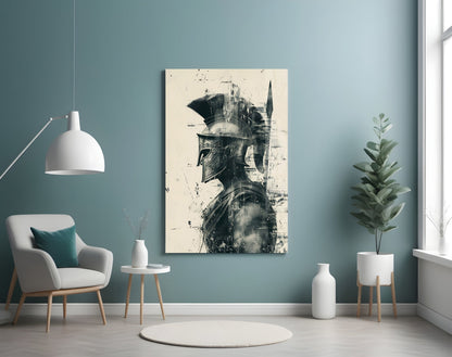 Ink Wash Gladiator Glass Wall Art