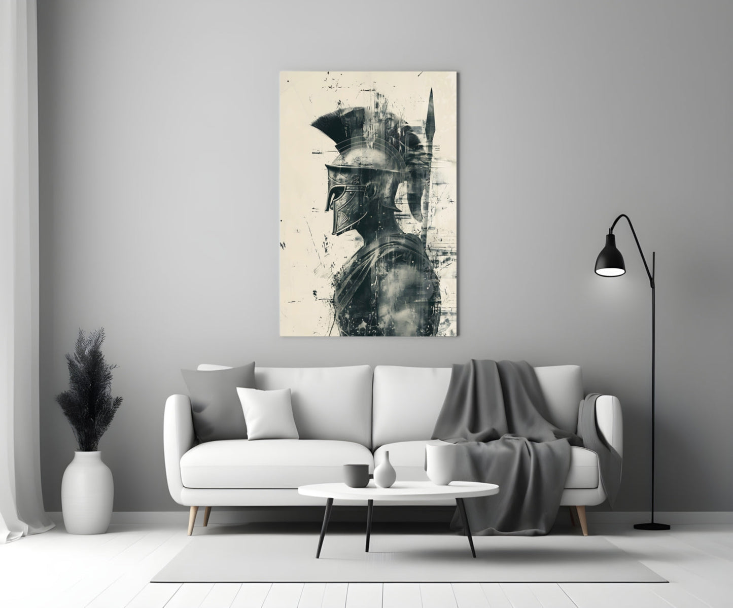Ink Wash Gladiator Glass Wall Art