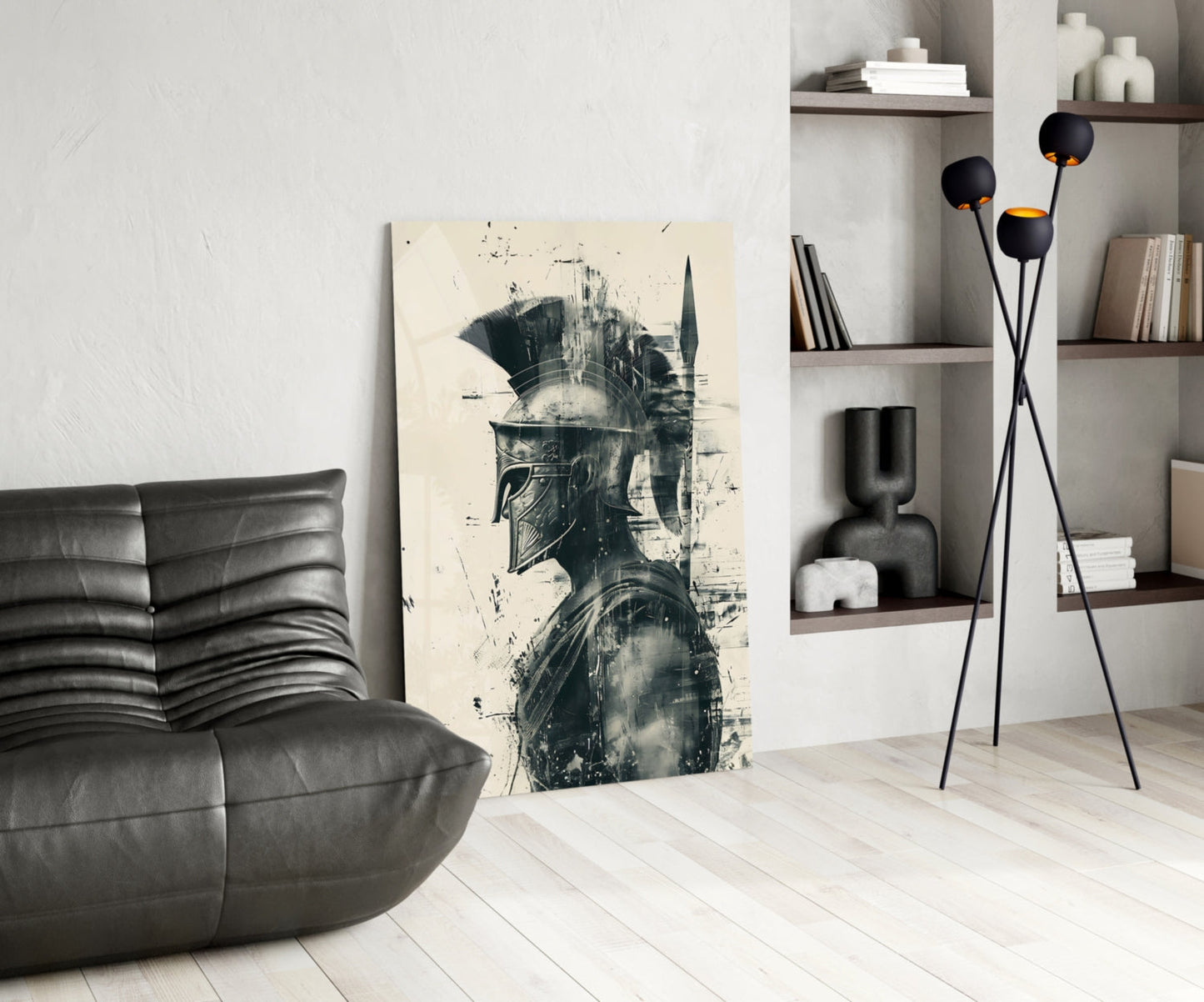 Ink Wash Gladiator Glass Wall Art