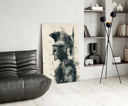 Ink Wash Gladiator Glass Wall Art