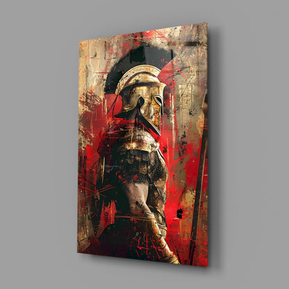 Scarlet Gold Gladiator Glass Wall Art
