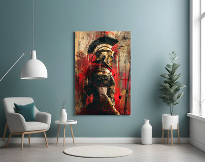 Scarlet Gold Gladiator Glass Wall Art