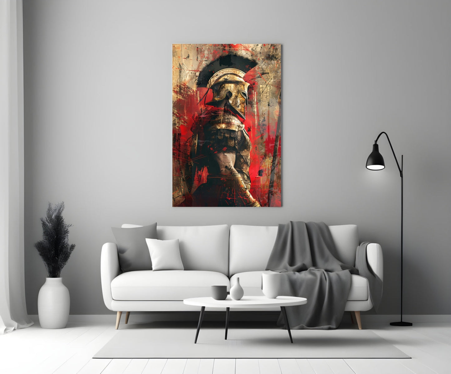 Scarlet Gold Gladiator Glass Wall Art