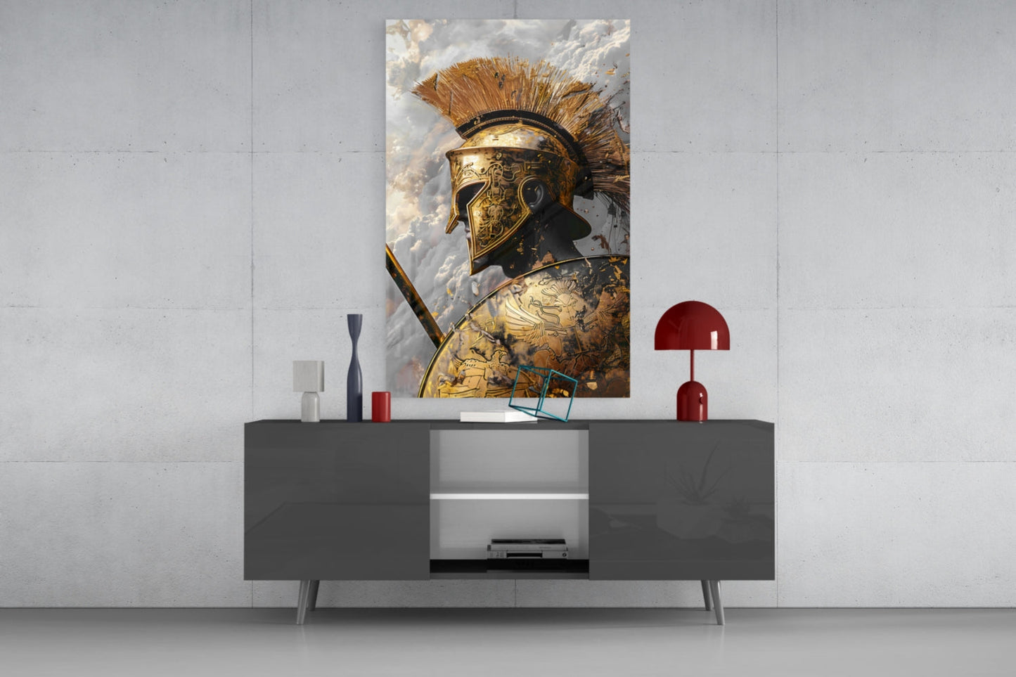 Gold Shadow Gladiator Glass Wall Art