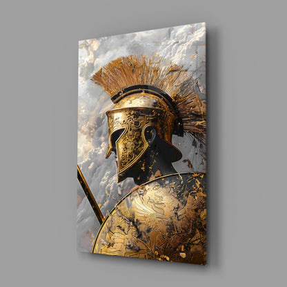 Gold Shadow Gladiator Glass Wall Art