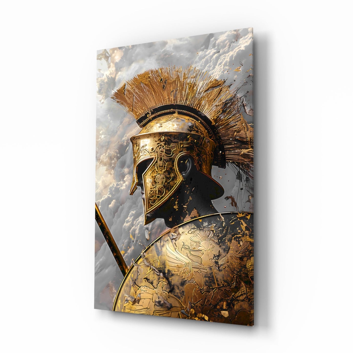 Gold Shadow Gladiator Glass Wall Art