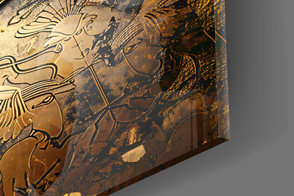 Gold Shadow Gladiator Glass Wall Art