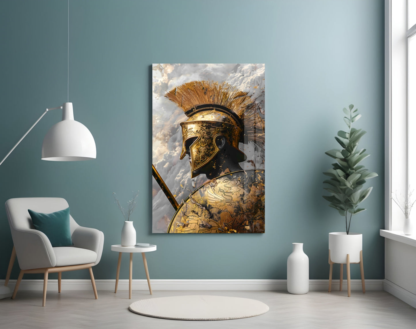 Gold Shadow Gladiator Glass Wall Art