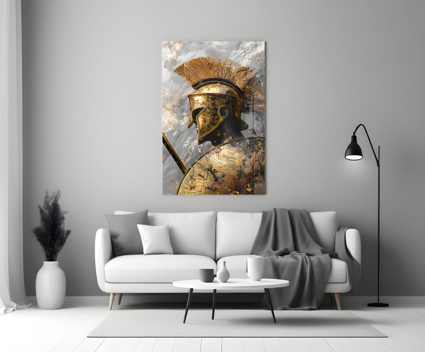 Gold Shadow Gladiator Glass Wall Art