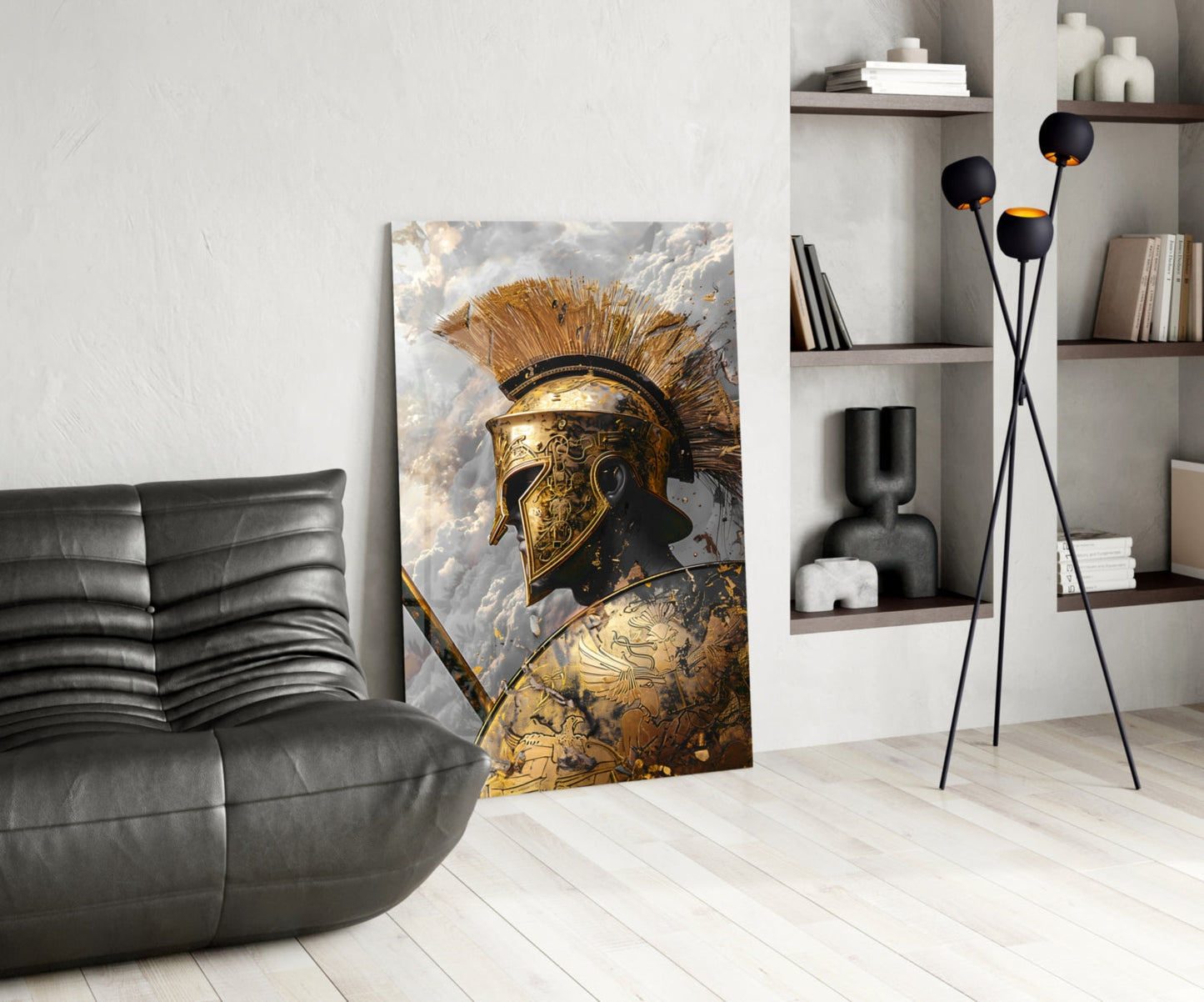 Gold Shadow Gladiator Glass Wall Art