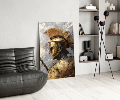 Gold Shadow Gladiator Glass Wall Art