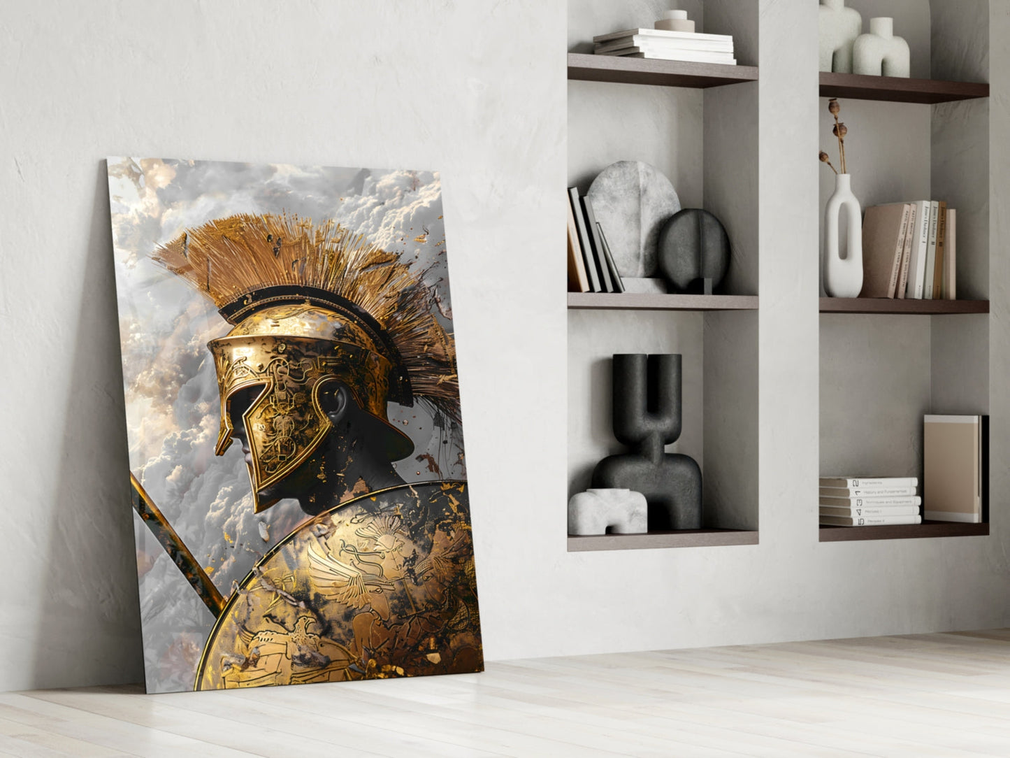 Gold Shadow Gladiator Glass Wall Art