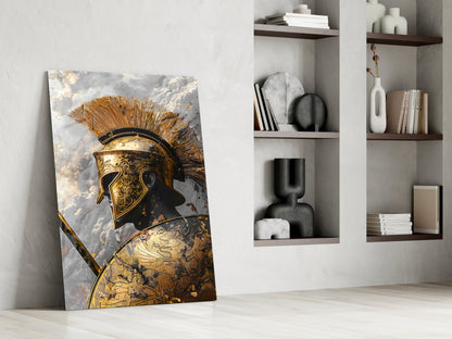 Gold Shadow Gladiator Glass Wall Art