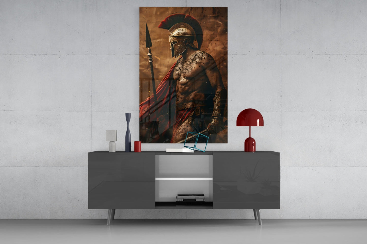 Shirtless Roman Gladiator Glass Wall Art