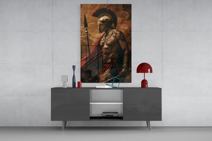 Shirtless Roman Gladiator Glass Wall Art