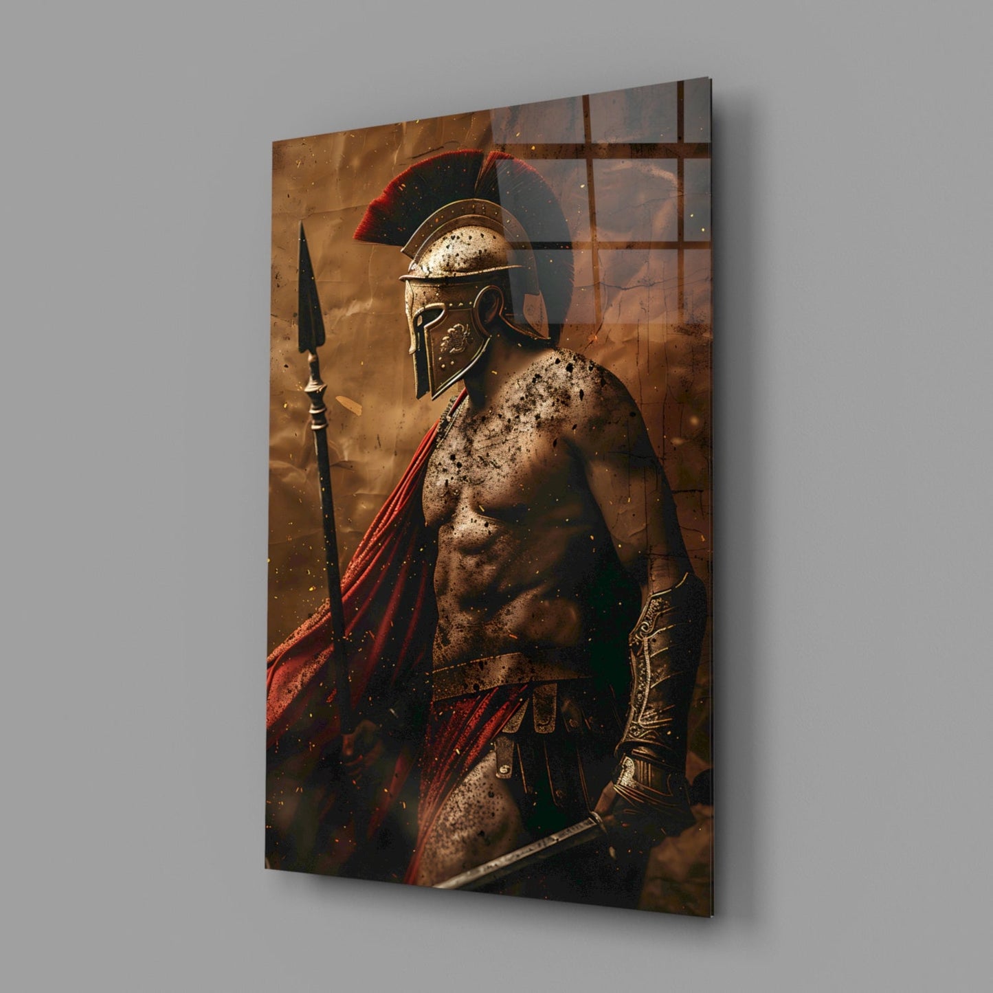 Shirtless Roman Gladiator Glass Wall Art