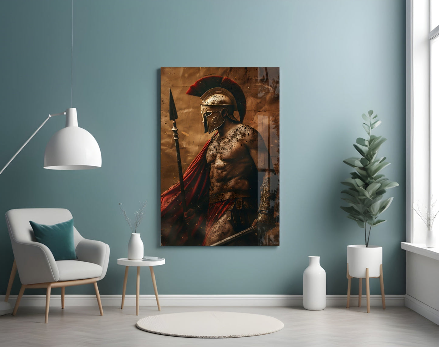 Shirtless Roman Gladiator Glass Wall Art