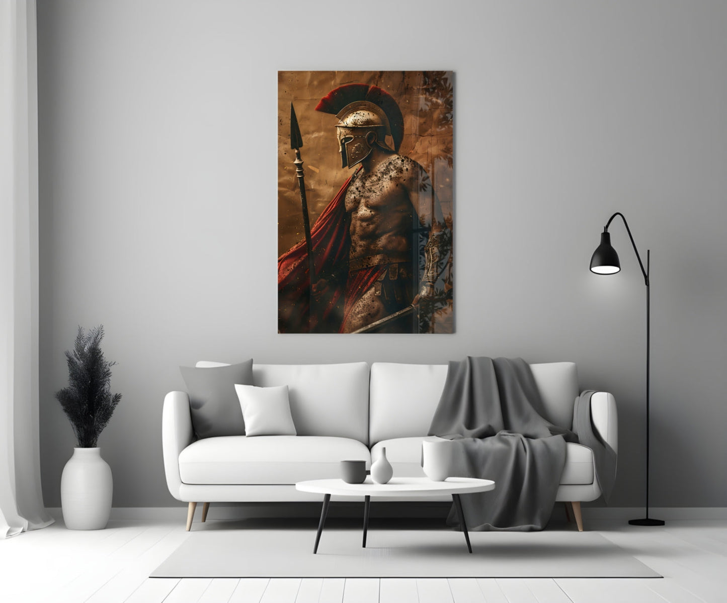 Shirtless Roman Gladiator Glass Wall Art