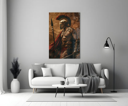 Shirtless Roman Gladiator Glass Wall Art