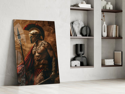 Shirtless Roman Gladiator Glass Wall Art