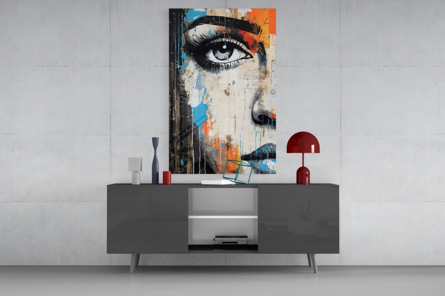Cobalt Magenta Half Portrait Glass Wall Art