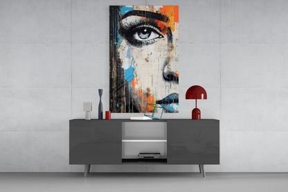 Cobalt Magenta Half Portrait Glass Wall Art