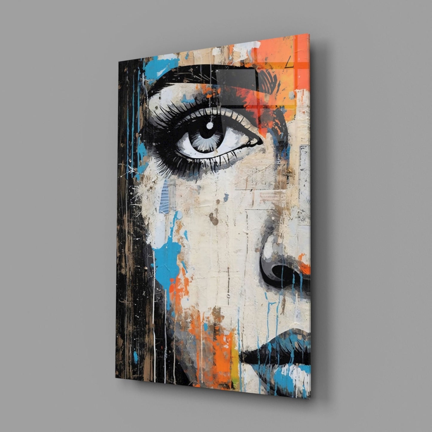 Cobalt Magenta Half Portrait Glass Wall Art