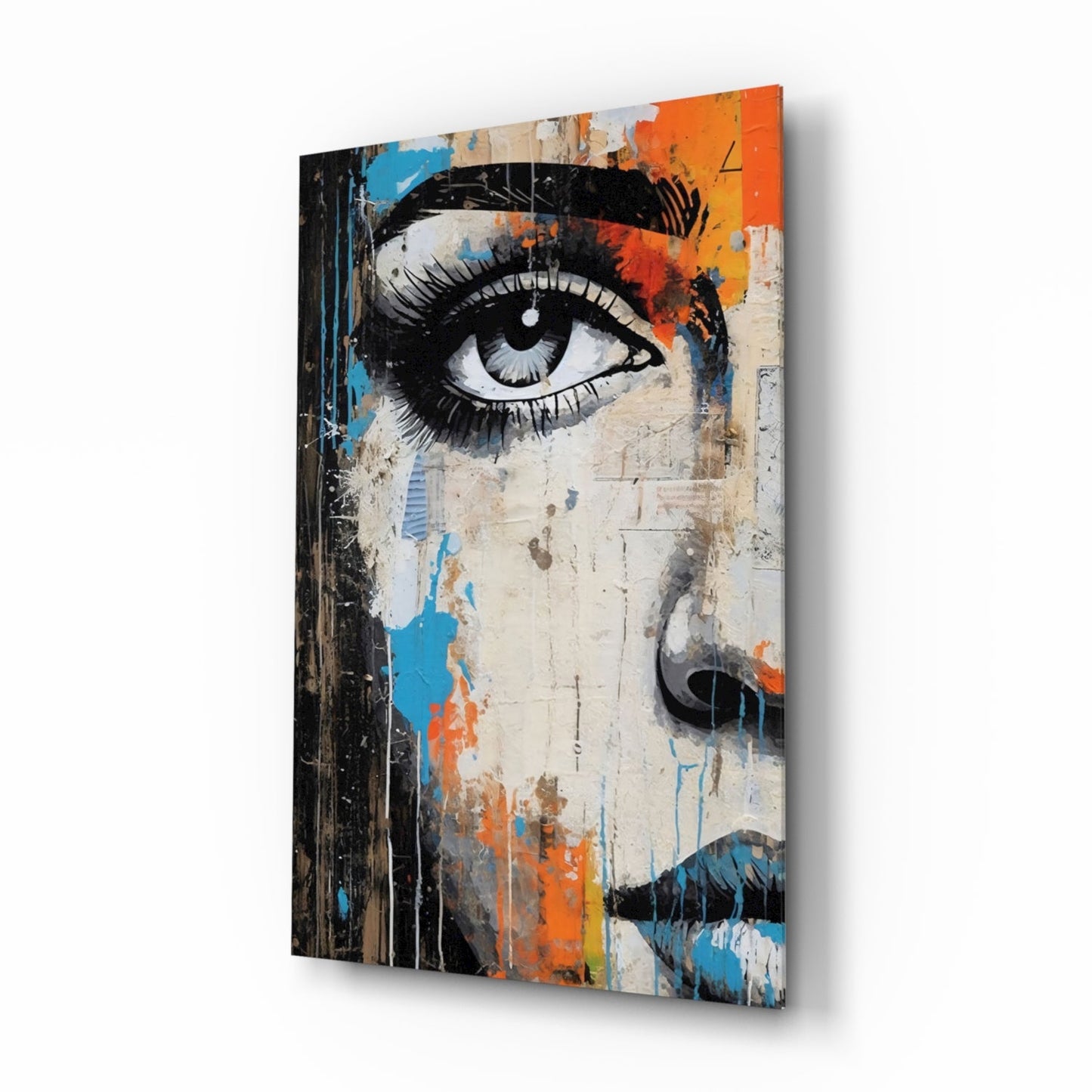 Cobalt Magenta Half Portrait Glass Wall Art