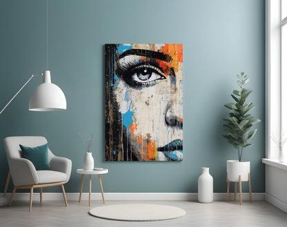 Cobalt Magenta Half Portrait Glass Wall Art