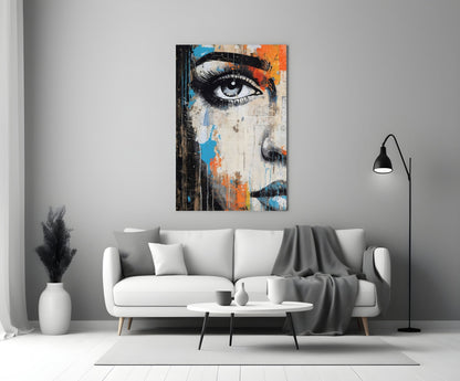 Cobalt Magenta Half Portrait Glass Wall Art