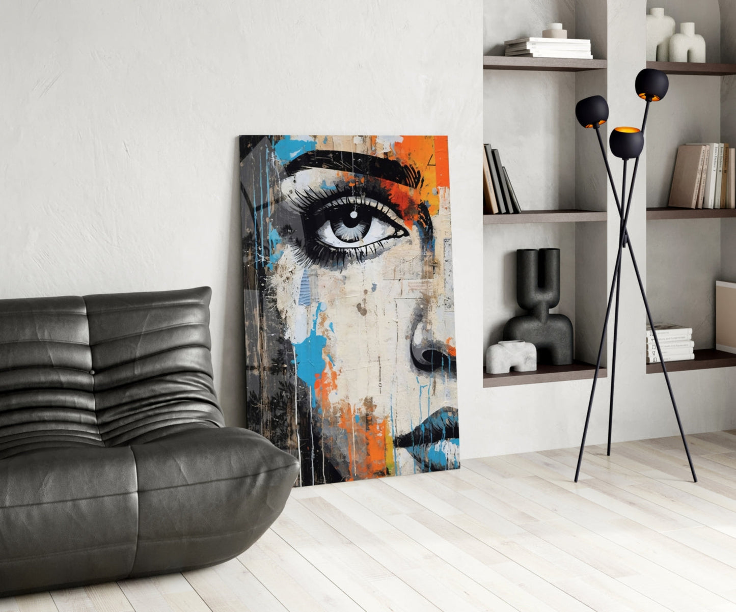 Cobalt Magenta Half Portrait Glass Wall Art