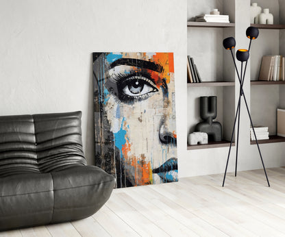 Cobalt Magenta Half Portrait Glass Wall Art