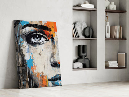 Cobalt Magenta Half Portrait Glass Wall Art