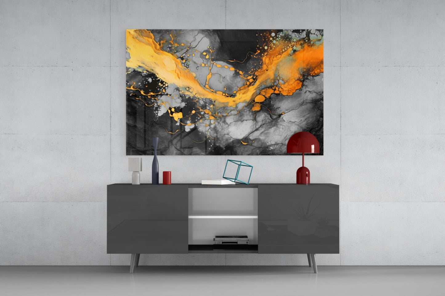 Tangerine Gold Marble Glass Wall Art